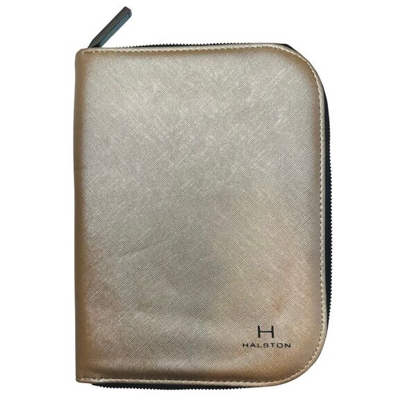 Halston Gold Travel Jewelry Organizer Case 9x6.5” Zip Around-Earrings Necklaces - Picture 1 of 10